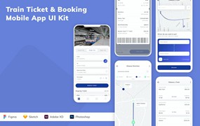 火车票预订App手机应用程序UI设计素材 Train Ticket & Booking Mobile App UI Kit