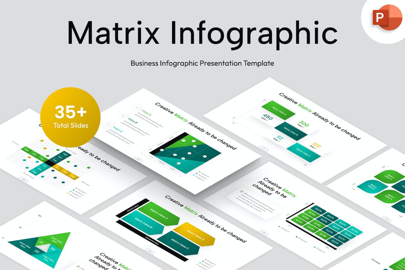 矩阵信息图表PowerPoint演示文稿模板 Matrix Infographic PowerPoint Template 幻灯图表 第1张