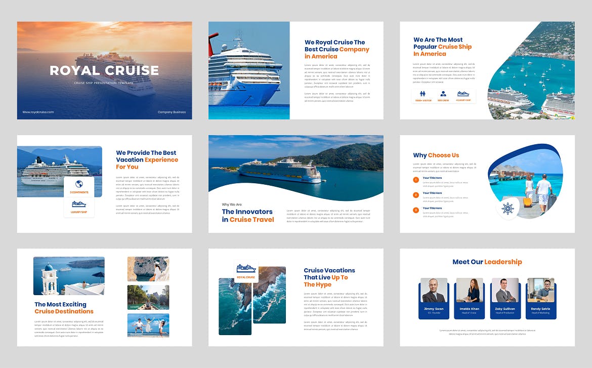 游轮航海旅行PPT模板 Royal Cruise – Cruise Ship Powerpoint Template 幻灯图表 第4张