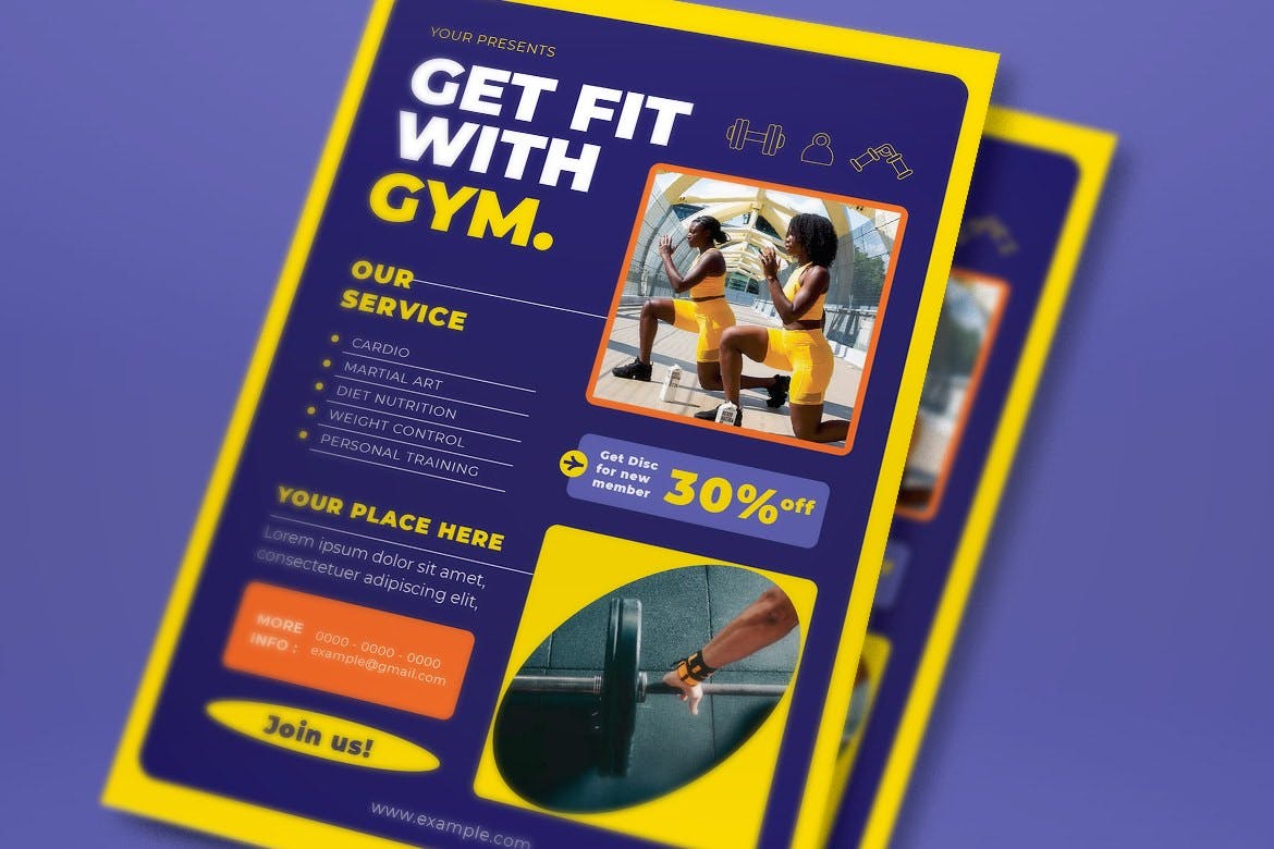 健身体育馆宣传单素材 Gym Flyer Set 设计素材 第3张