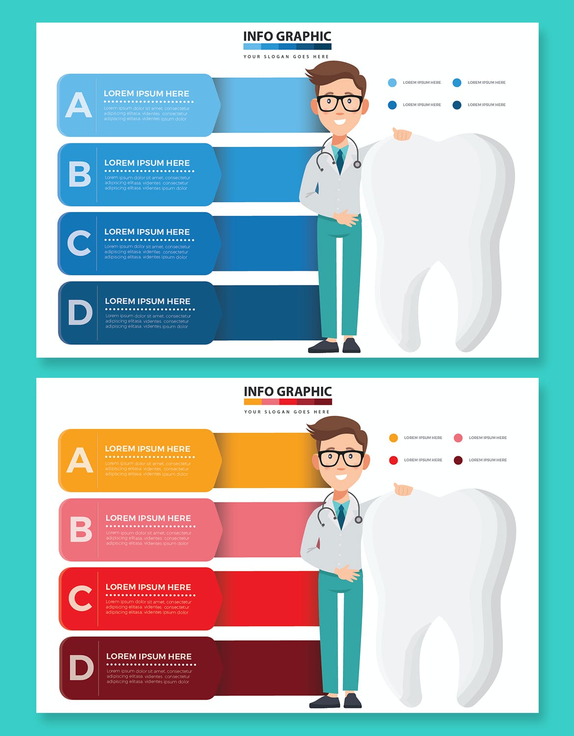 牙齿和医生信息图表设计素材 Tooth And Doctor Infographics 幻灯图表 第4张