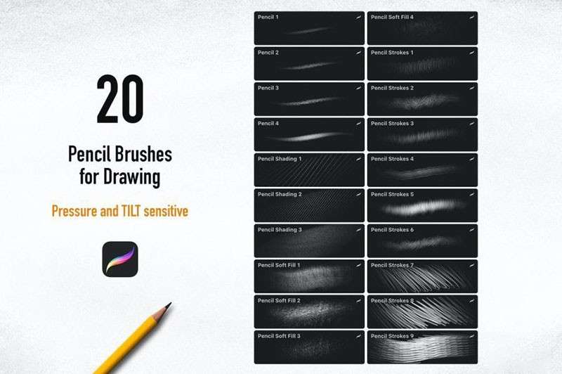 20个仿铅笔效果Procreate笔刷 笔刷资源 第2张