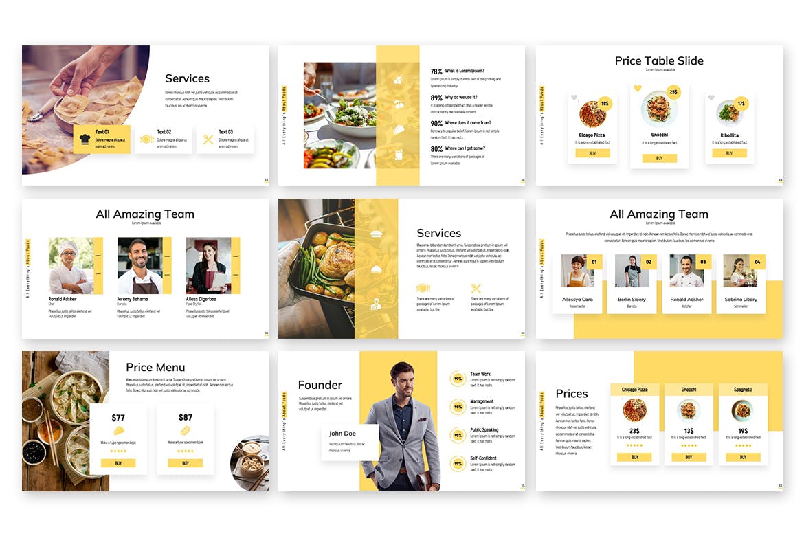 餐厅食品推广PowerPoint演示模板 Foodybee – Powerpoint Template 幻灯图表 第3张