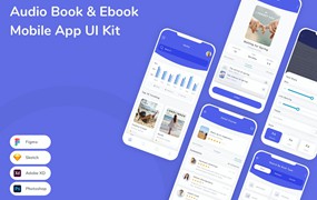 有声书和电子书应用程序App界面设计UI套件 Audio Book & Ebook Mobile App UI Kit