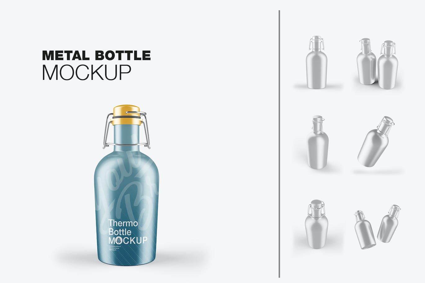 金属热水瓶包装设计样机 Thermo Bottle Mockup 样机素材 第1张