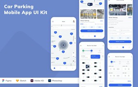 停车场查找应用程序App界面设计UI套件 Car Parking Mobile App UI Kit