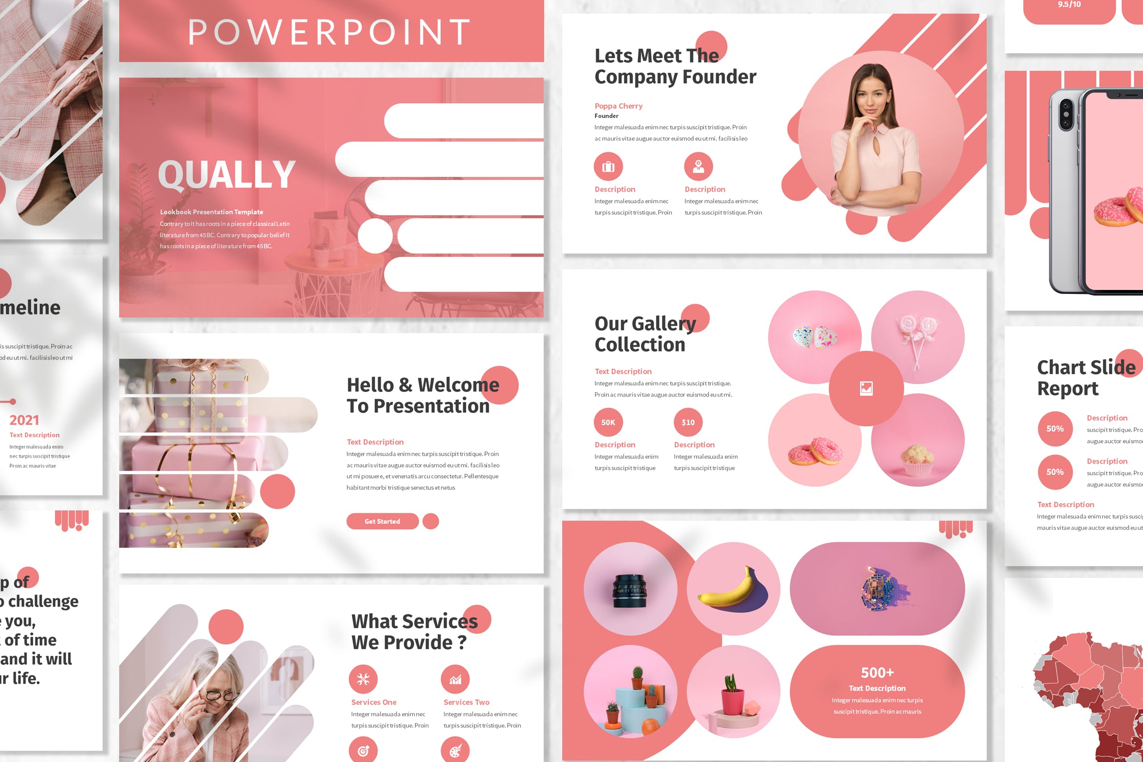 粉色女性时尚Powerpoint模板 Qually – Fashion Powerpoint Template 幻灯图表 第1张