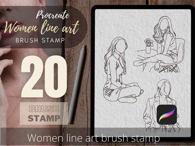 20个女性抽象线条画Procreate笔刷 笔刷资源 第1张
