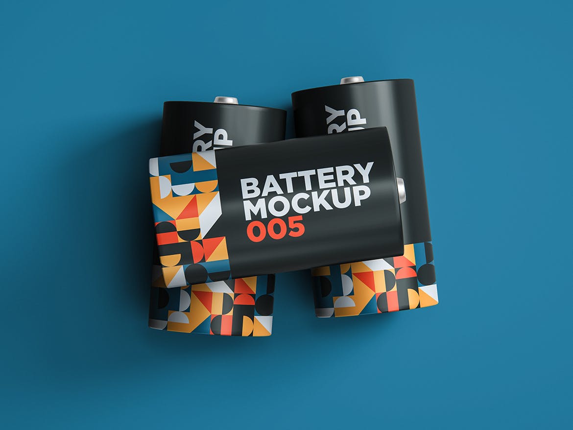 圆形电池包装设计样机v5 Battery Mockup 005 样机素材 第2张