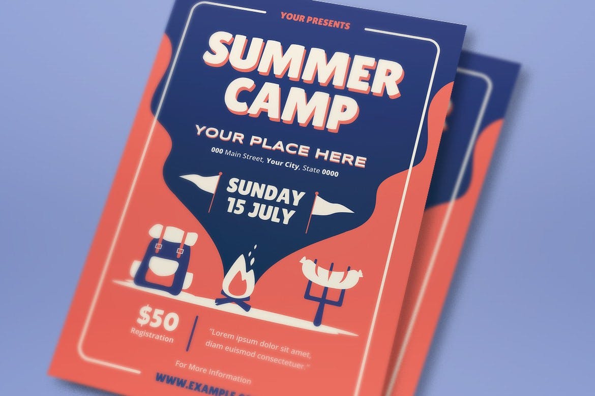 夏令营传单设计 Sumer Camp Flyer Set 设计素材 第2张