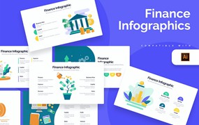 金融业务发展信息图表设计AI矢量模板 Business Finance Illustrator Infographics