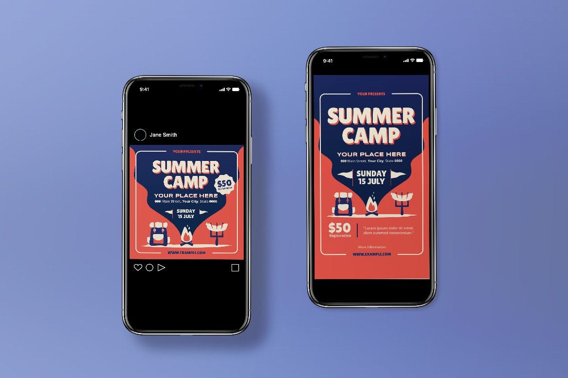 夏令营传单设计 Sumer Camp Flyer Set 设计素材 第3张