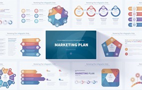 营销计划图表PPT幻灯片模板 Marketing Plan – PowerPoint Infographics Slides