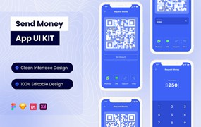 二维码汇款移动App应用程序界面设计模板 Send Money Mobile App