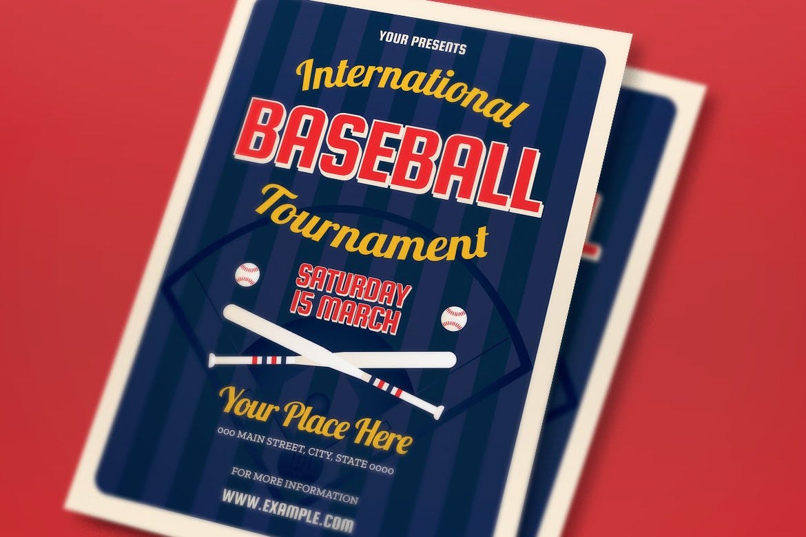 棒球比赛宣传单模板下载 Baseball Tournament Flyer Set 设计素材 第3张