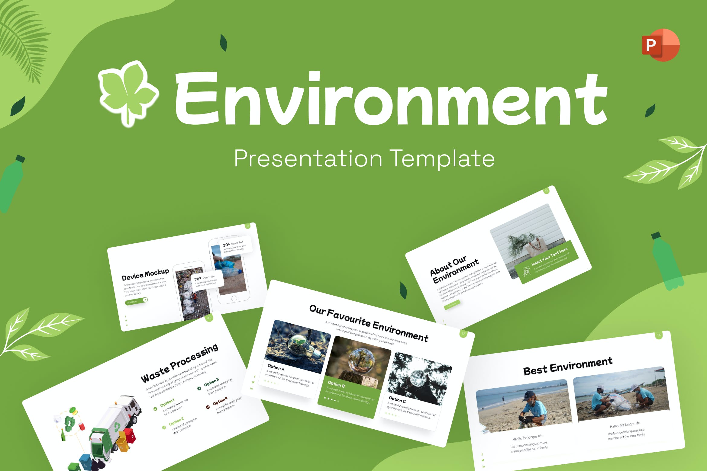 生态环境PPT幻灯片设计模板 Environment Simple PowerPoint Template 幻灯图表 第1张