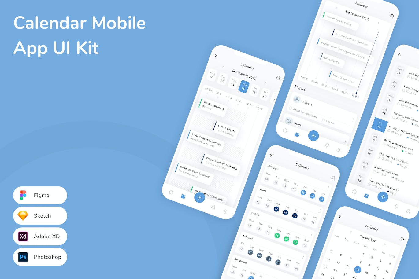 日历应用程序App界面设计UI套件 Calendar Mobile App UI Kit APP UI 第1张