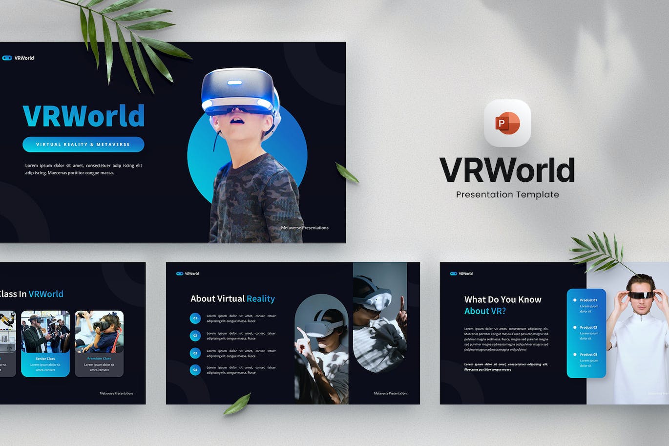 虚拟现实和元宇宙Powerpoint模板 VRWorld – Virtual Reality Powerpoint Template 幻灯图表 第1张