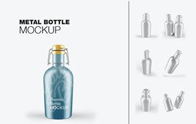 金属热水瓶包装设计样机 Thermo Bottle Mockup
