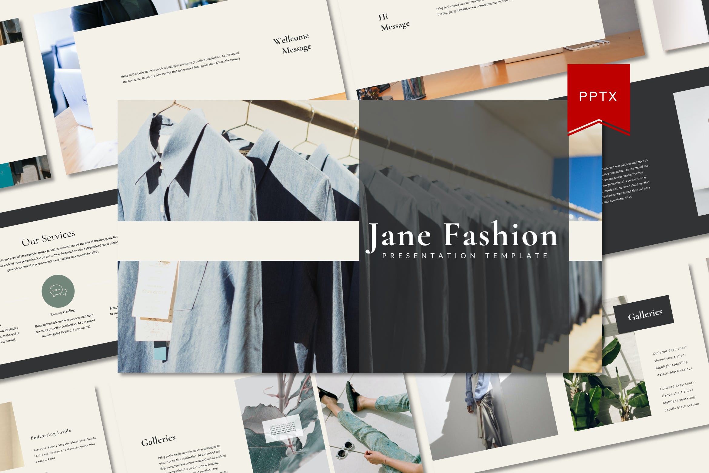 简约时尚服装品牌PowerPoint演示模板 Jane Fashion Powerpoint Template 幻灯图表 第1张
