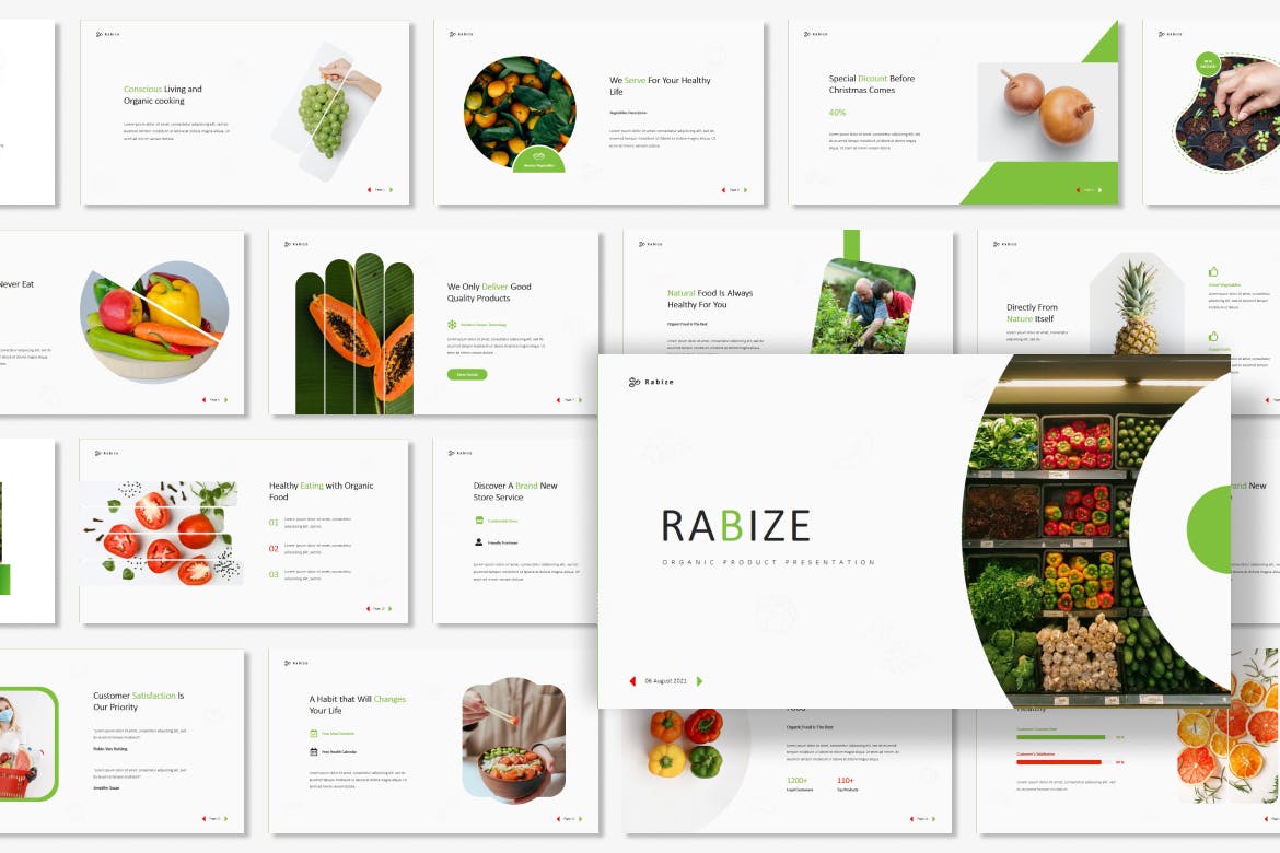 有机产品PPT创意模板 Rabize – Organic Product Presentation PowerPoint 幻灯图表 第2张