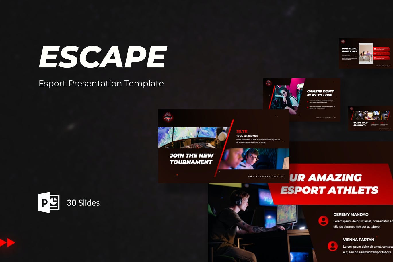 电子竞技推广演示PPT模板 Escape – Esport Presentation Powerpoint