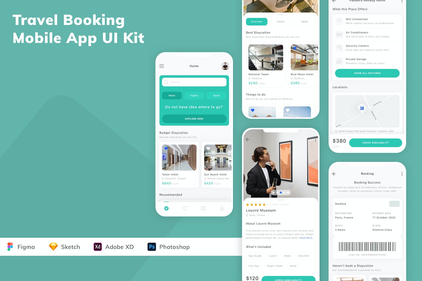 旅游预订App应用程序UI设计模板套件 Travel Booking Mobile App UI Kit APP UI 第1张