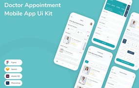 医生预约应用程序App界面设计UI套件 Doctor Appointment Mobile App Ui Kit