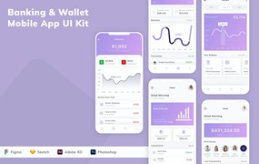 银行和钱包应用程序App界面设计UI套件 Banking & Wallet Mobile App UI Kit