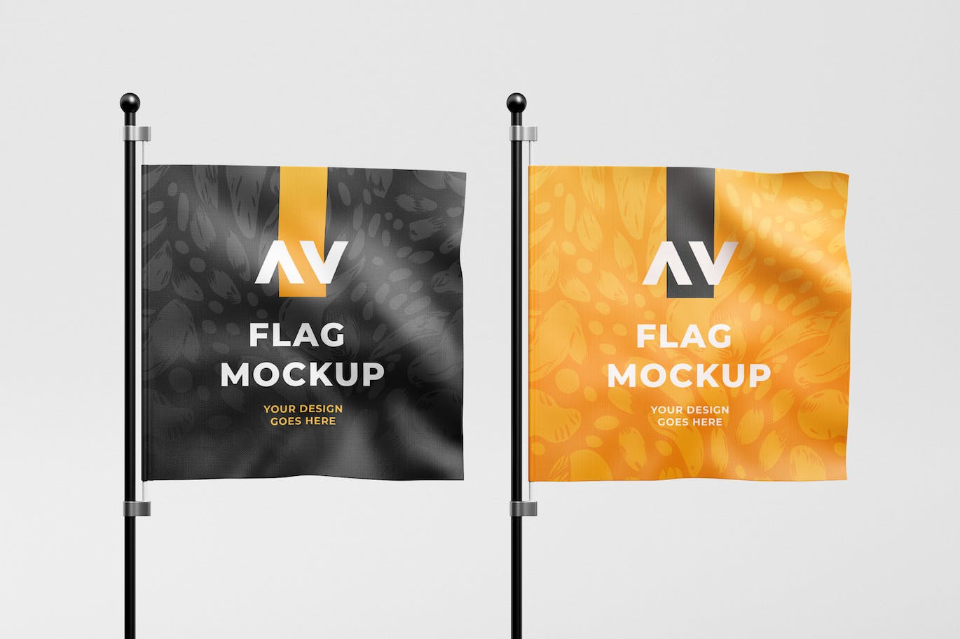 方形旗帜品牌设计样机 Square Flag Mockup 样机素材 第1张
