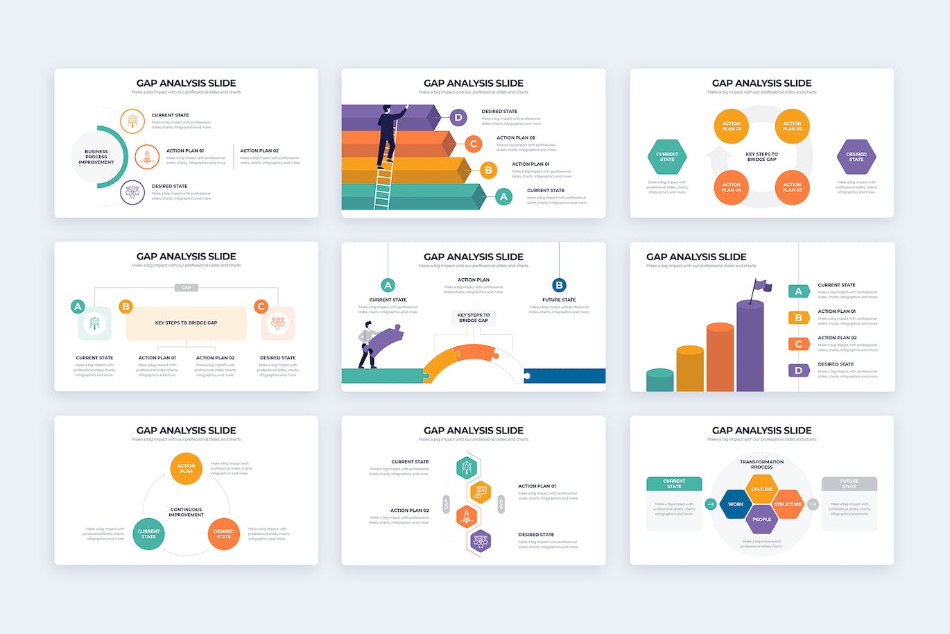 差距分析信息图表矢量模板 Business Gap Analysis Illustrator Infographics 幻灯图表 第2张