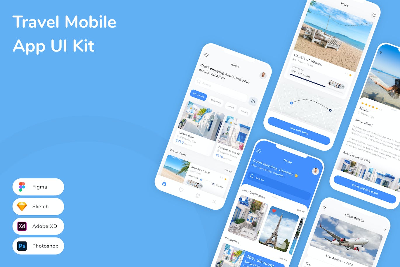 旅行应用程序App界面设计UI套件 Travel Mobile App UI Kit APP UI 第1张