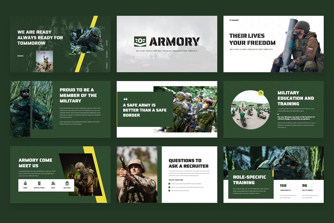军事教育和训练Powerpoint模板 ARMORY – Military Education Powerpoint Template 幻灯图表 第5张