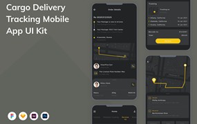 货物交付跟踪App应用程序UI设计模板套件 Cargo Delivery Tracking Mobile App UI Kit