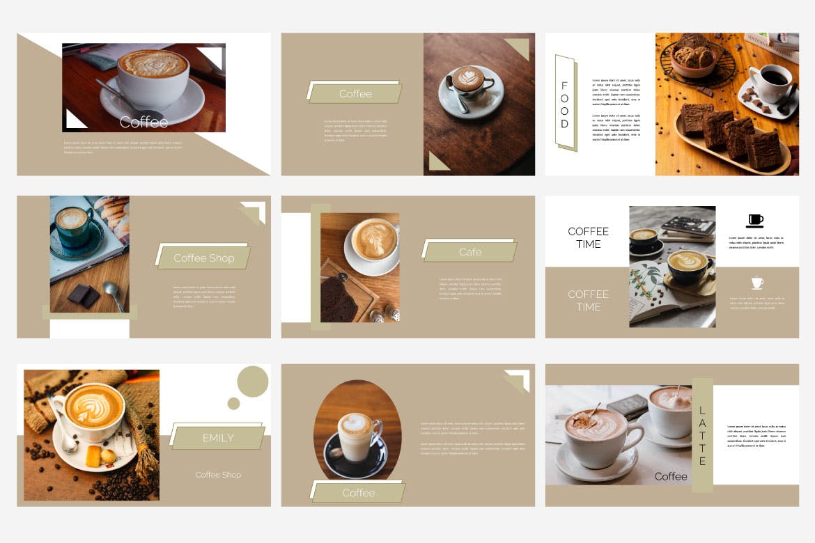 咖啡店创意演示PPT模板 Emily Coffee Shop – Creative Powerpoint Template 幻灯图表 第12张