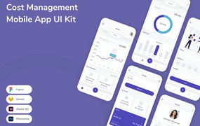 项目成本管理App应用程序UI设计模板套件 Cost Management Mobile App UI Kit