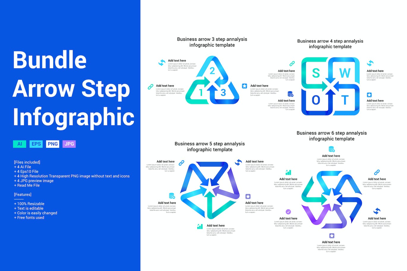 箭头步骤信息图表设计模板 Bundle Arrow Step Infographic 幻灯图表 第1张