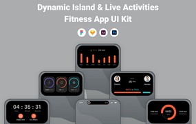 Live运动数据应用App灵动岛UI模板套件 Dynamic Island & Live Activities Fitness App UI