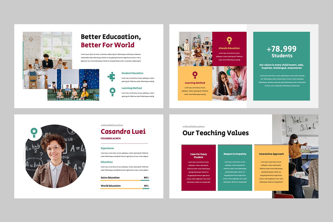 教育宣传PPT幻灯片模板下载 ALWAFA – Education Kids Powerpoint 幻灯图表 第9张