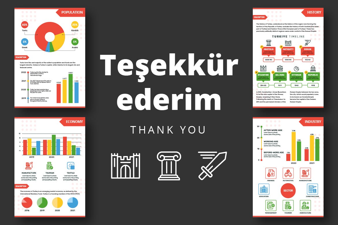 土耳其元素信息图表设计套件 TURKIYE Infographic Template 幻灯图表 第2张