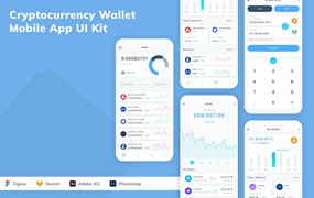 加密货币钱包App应用程序UI设计模板套件 Cryptocurrency Wallet Mobile App UI Kit