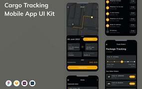 货物追踪应用程序App界面设计UI套件 Cargo Tracking Mobile App UI Kit