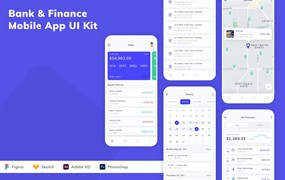 银行金融App应用程序UI设计模板套件 Bank & Finance Mobile App UI Kit