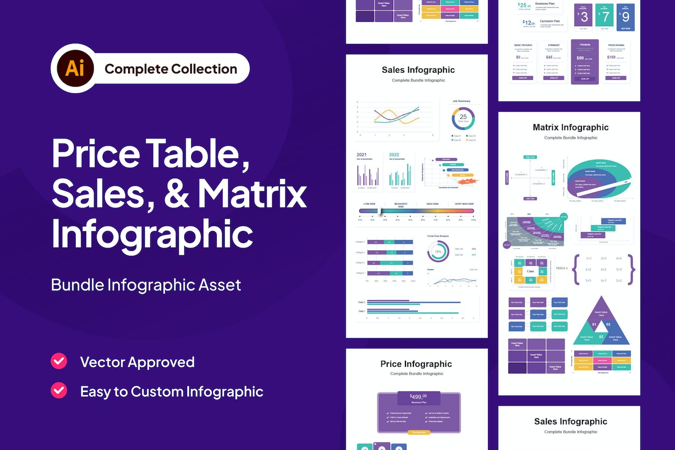 价格表单信息图表素材 Price Table Infographic Asset Illustrator 幻灯图表 第1张