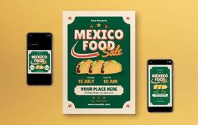 墨西哥饼食品销售宣传单设计 Mexico Food Sale Flyer Set