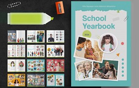 多彩创意的学校年鉴相册杂志模板 School Yearbook