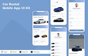 汽车租赁App应用程序UI设计模板套件 Car Rental Mobile App UI Kit