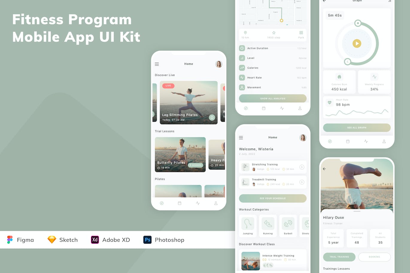 健身计划App应用程序UI设计模板套件 Fitness Program Mobile App UI Kit APP UI 第1张