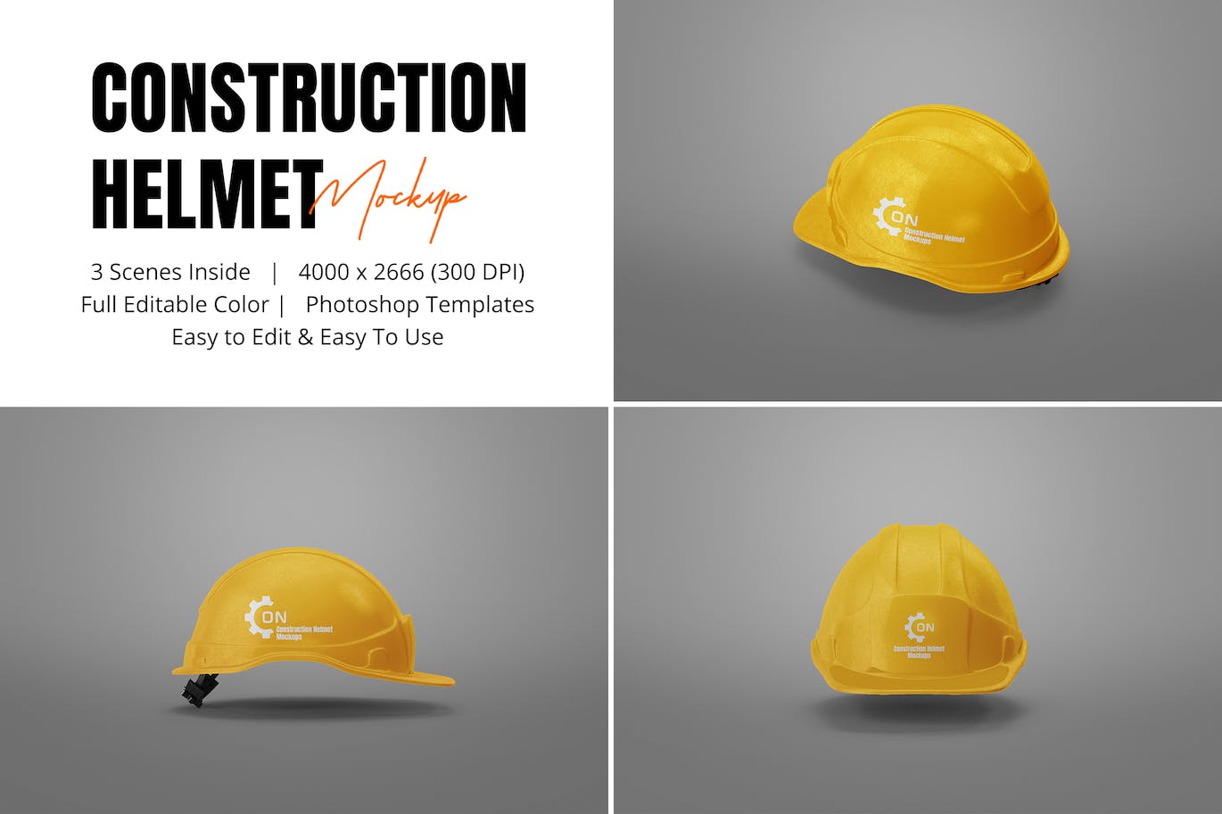 施工安全头盔品牌设计样机 Construction Helmet Mockup 样机素材 第1张