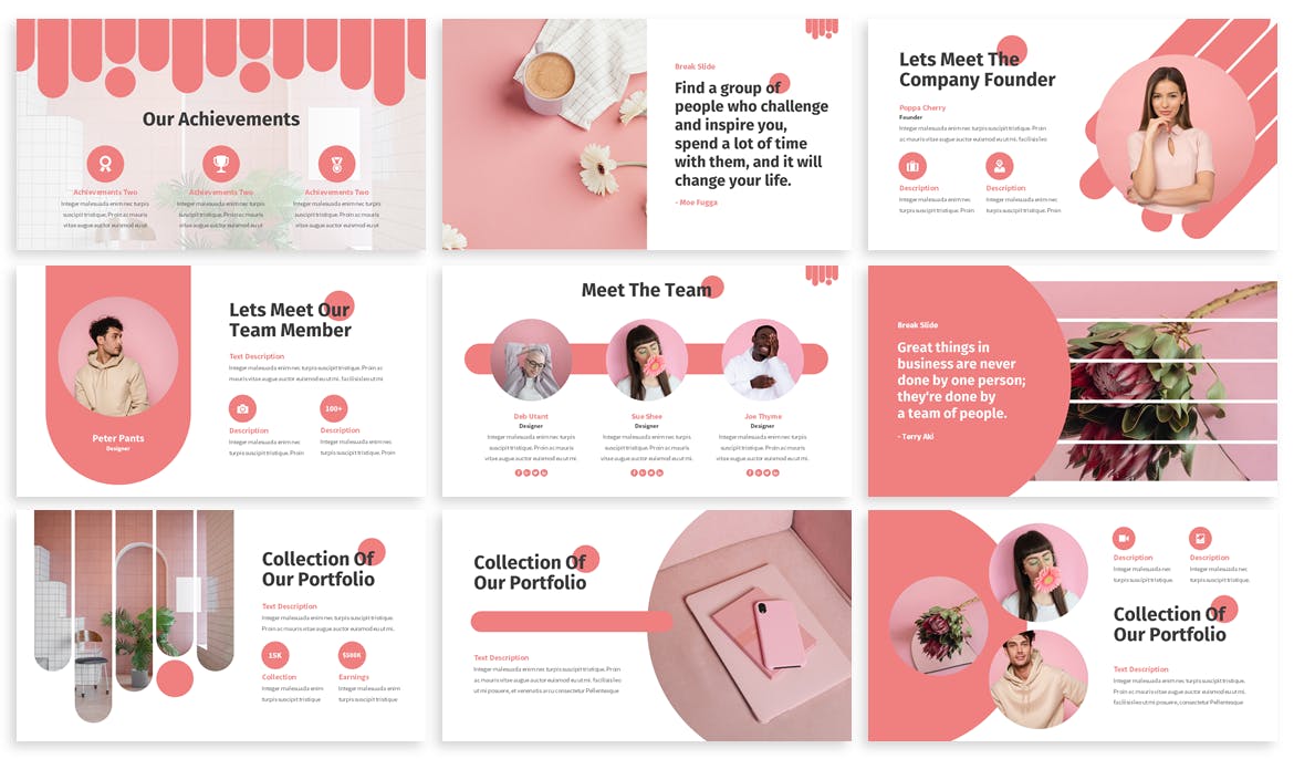 粉色女性时尚Powerpoint模板 Qually – Fashion Powerpoint Template 幻灯图表 第3张